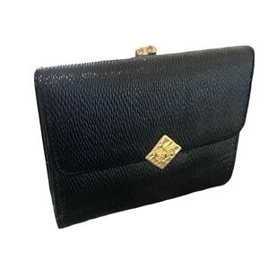 Sonia Rykiel black Shimmer leather kisslock wallet